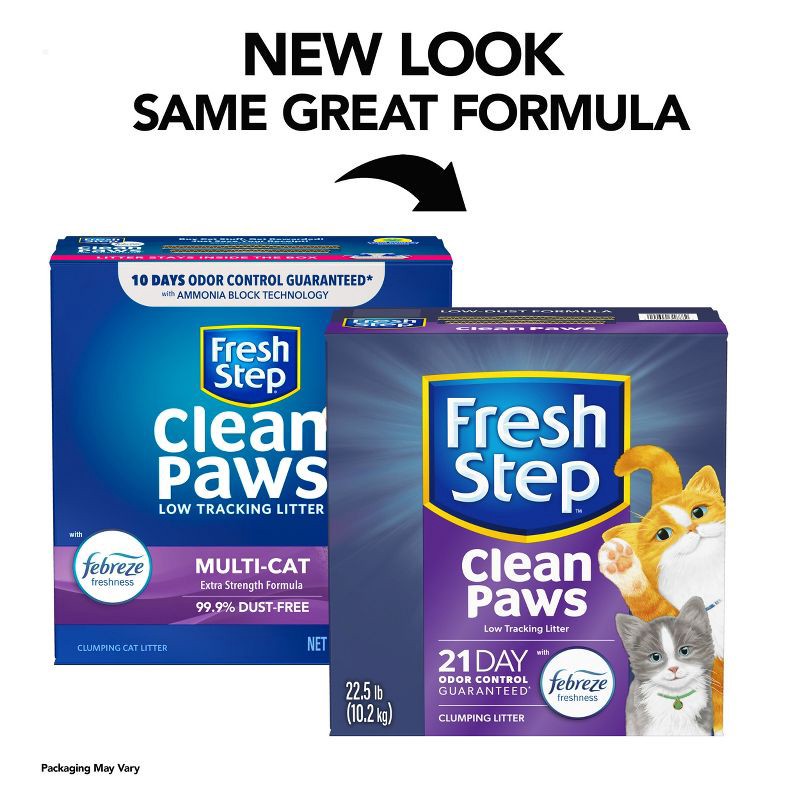 slide 3 of 16, Fresh Step Clean Paws Multi-Cat with the Power of Febreze Scented Clumping Cat Litter - 22.5lbs, 22.5 lb