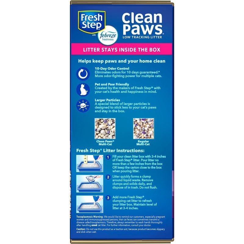 slide 12 of 14, Fresh Step Clean Paws Multi-Cat with the Power of Febreze Scented Clumping Cat Litter - 22.5lbs, 22.5 lb