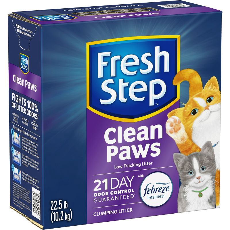 slide 15 of 16, Fresh Step Clean Paws Multi-Cat with the Power of Febreze Scented Clumping Cat Litter - 22.5lbs, 22.5 lb