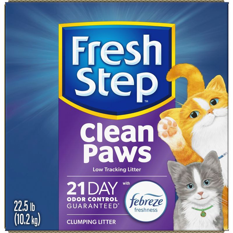 slide 16 of 16, Fresh Step Clean Paws Multi-Cat with the Power of Febreze Scented Clumping Cat Litter - 22.5lbs, 22.5 lb