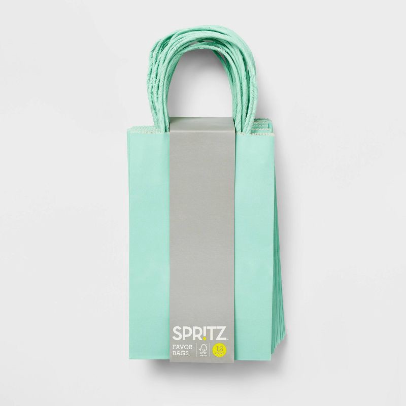 slide 1 of 2, 12ct Favor Tote Bag Aqua - Spritz™, 12 ct