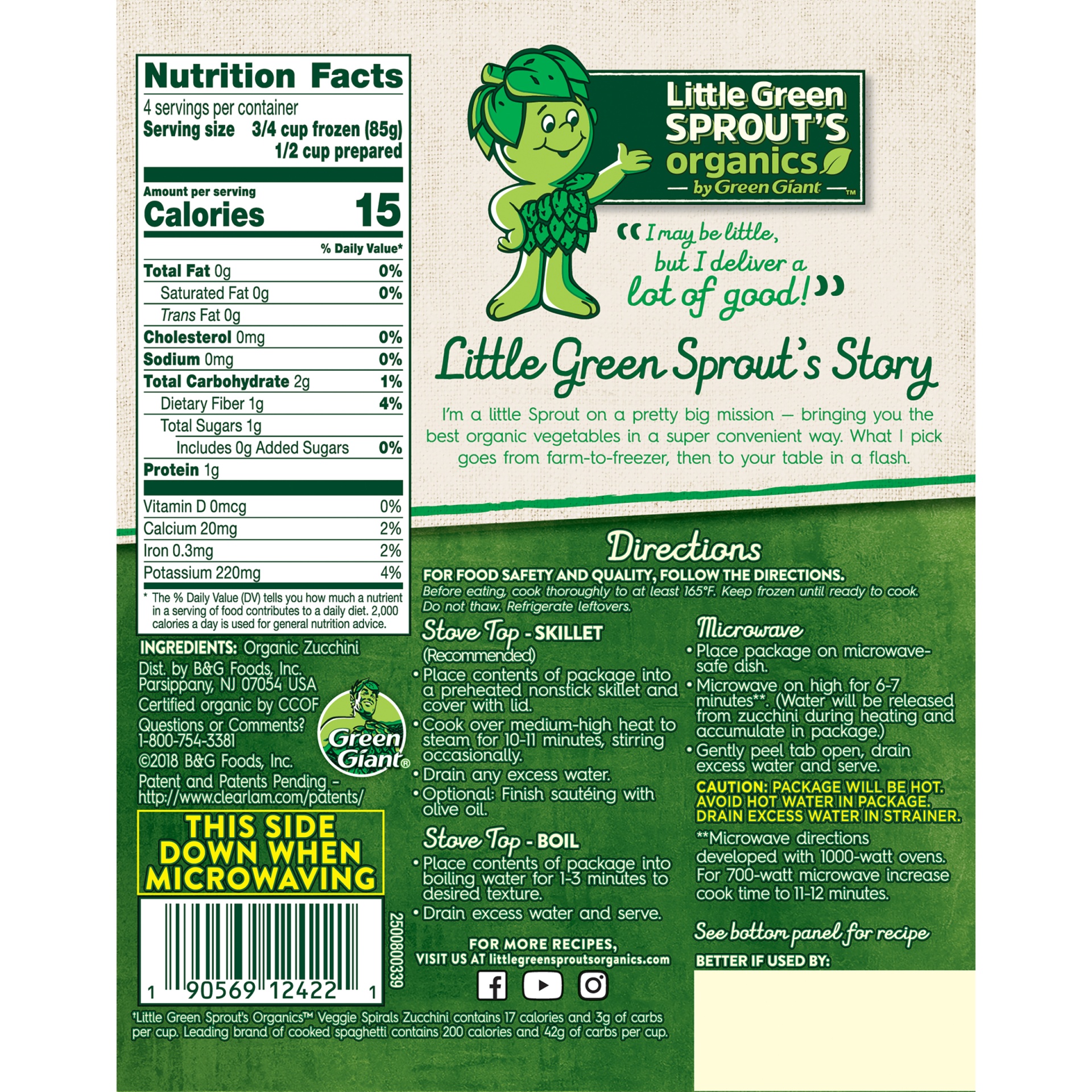 slide 5 of 6, Little Green Sprouts Organics Zucchini Veggie Spirals 12 oz, 12 oz