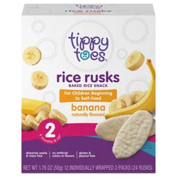 Tippy Toes Banana Rice Rusks Baked Rice Snack - 12 ea