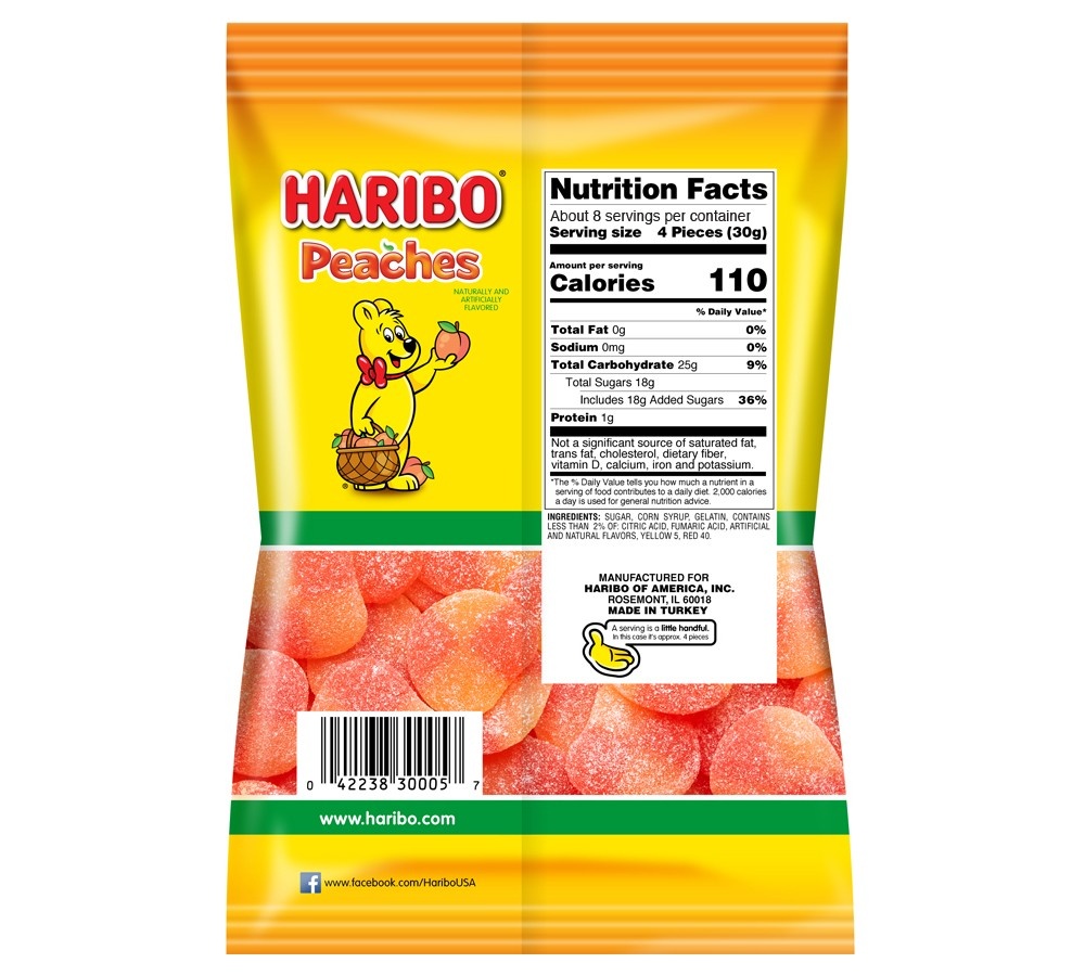 slide 3 of 4, HARIBO Peaches Gummi Candy - 8oz, 8 oz