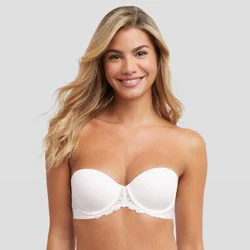 Maidenform Women's Strapless Multiway Push-Up Bra SE1102 - White 36C: Strapless Convertible, Lightly Lined, Underwire, Adjustable Straps