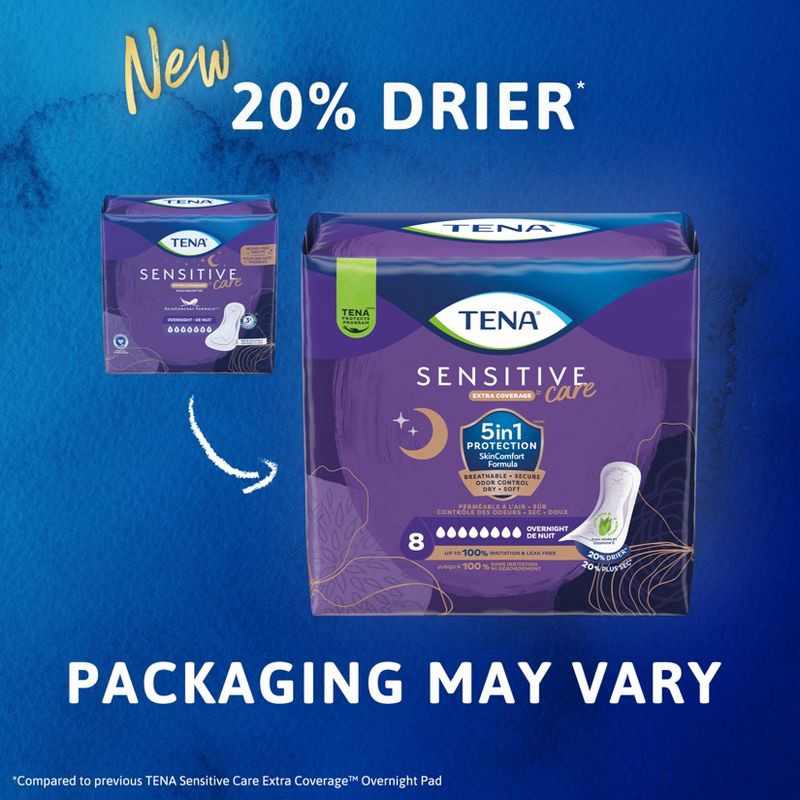 slide 2 of 11, TENA Sensitive Care Incontinence Pads for Women - Ultimate Absorbency - Extra Coverage - 45ct, 45 ct