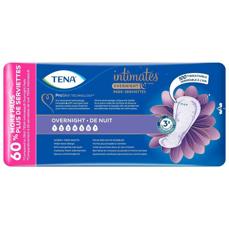 slide 5 of 6, TENA Intimates Bladder Control & Postpartum for Women Incontinence Pads - Overnight Absorbency - Extra Coverage - 45ct, 45 ct