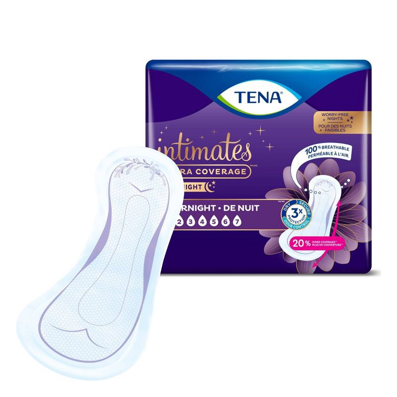 TENA Intimates Bladder Control & Postpartum for Women Incontinence Pads -  Overnight Absorbency - Extra Coverage - 45ct 45 ct