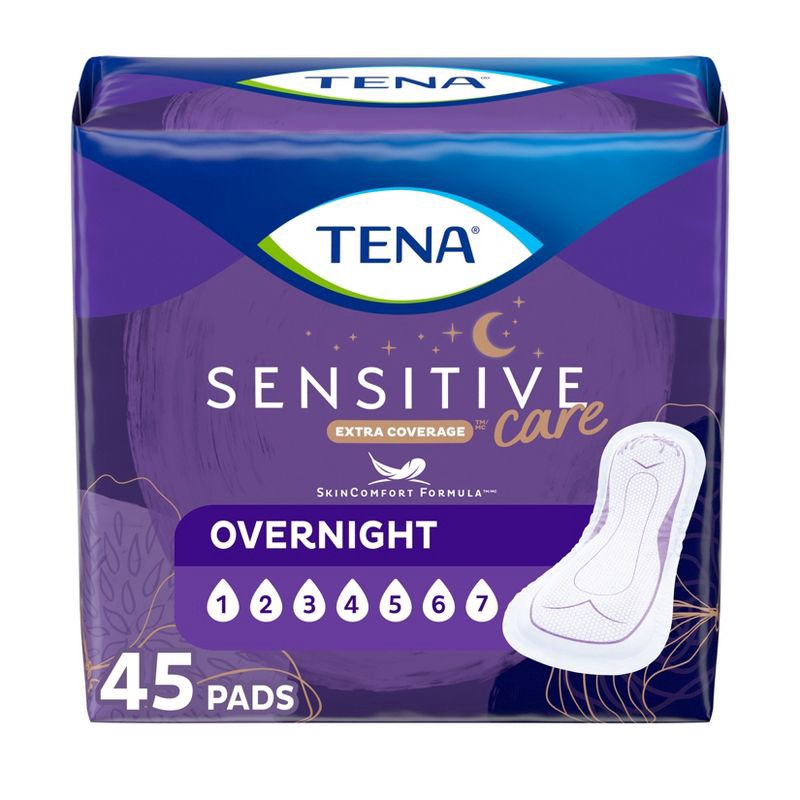 slide 1 of 6, TENA Intimates Bladder Control & Postpartum for Women Incontinence Pads - Overnight Absorbency - Extra Coverage - 45ct, 45 ct