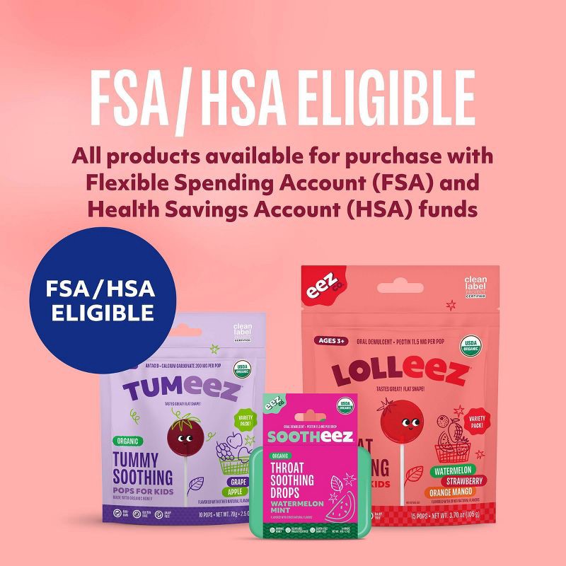 slide 11 of 14, The Eez Co. Lolleez Organic Throat Soothing Pops - Watermelon, Strawberry & Orange Mango - 15ct, 15 ct