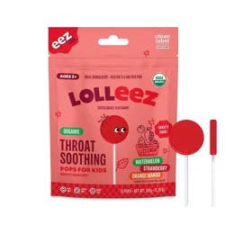 The Eez Co. Lolleez Organic Throat Soothing Pops - Watermelon, Strawberry & Orange Mango - 15ct