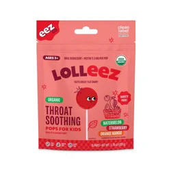Lolleez by EEZ Co. Organic Throat Soothing Pops - Watermelon, Strawberry & Orange Mango - 15ct: Gluten-Free, Pectin