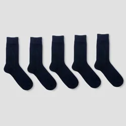 Men's Flat Knit Dress Socks 5pk - Goodfellow & Co™ Black 10-13