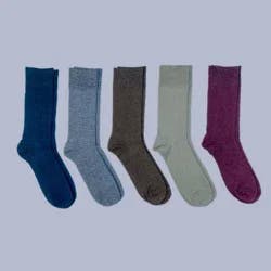 Men's Flat Knit Dress Socks 5pk - Goodfellow & Co™ Navy/Maroon/Gray 7-12