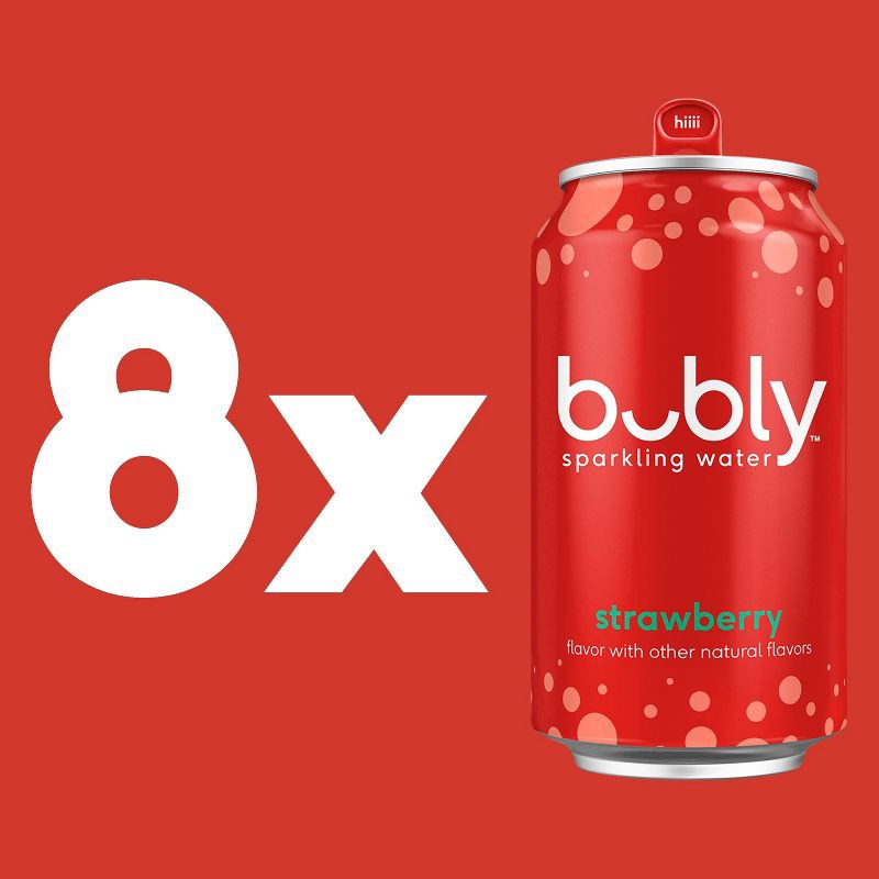 slide 2 of 7, bubly Strawberry Sparkling Water - 8pk/12 fl oz Cans, 8 ct; 12 fl oz