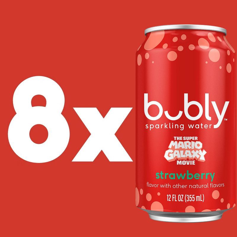 slide 2 of 6, bubly Strawberry Sparkling Water - 8pk/12 fl oz Cans, 8 ct; 12 fl oz
