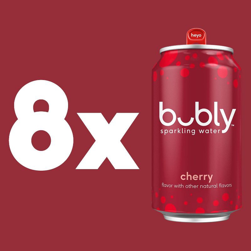 slide 2 of 7, bubly Cherry Sparkling Water - 8pk/12 fl oz Cans, 8 ct; 12 fl oz