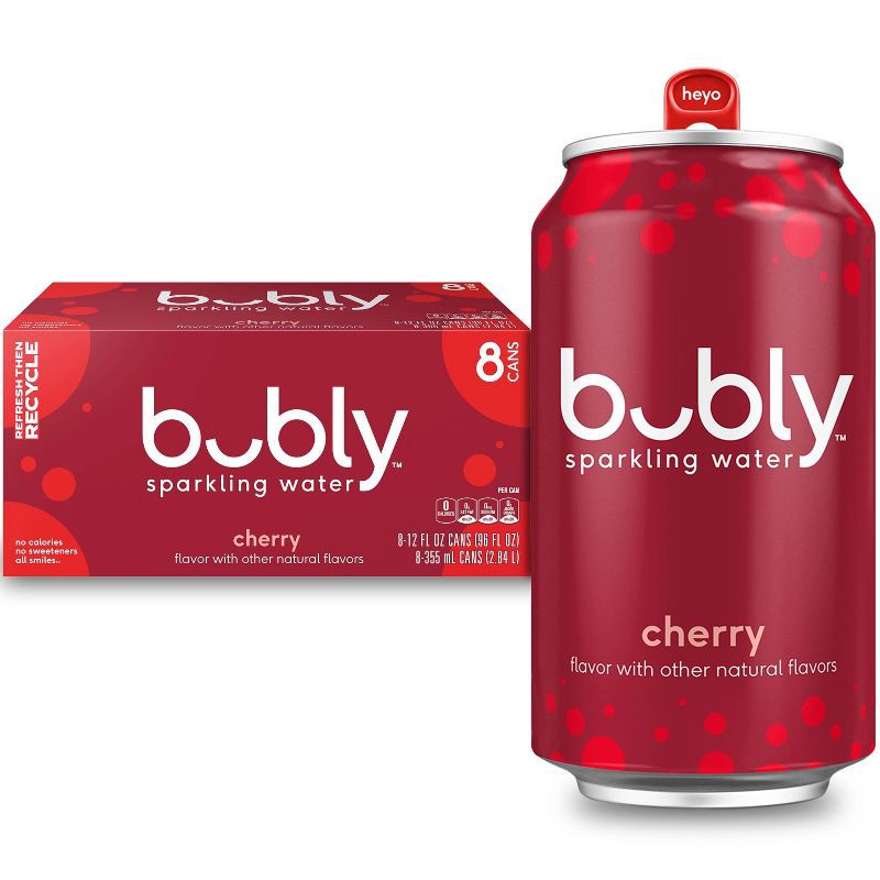 slide 1 of 7, bubly Cherry Sparkling Water - 8pk/12 fl oz Cans, 8 ct; 12 fl oz