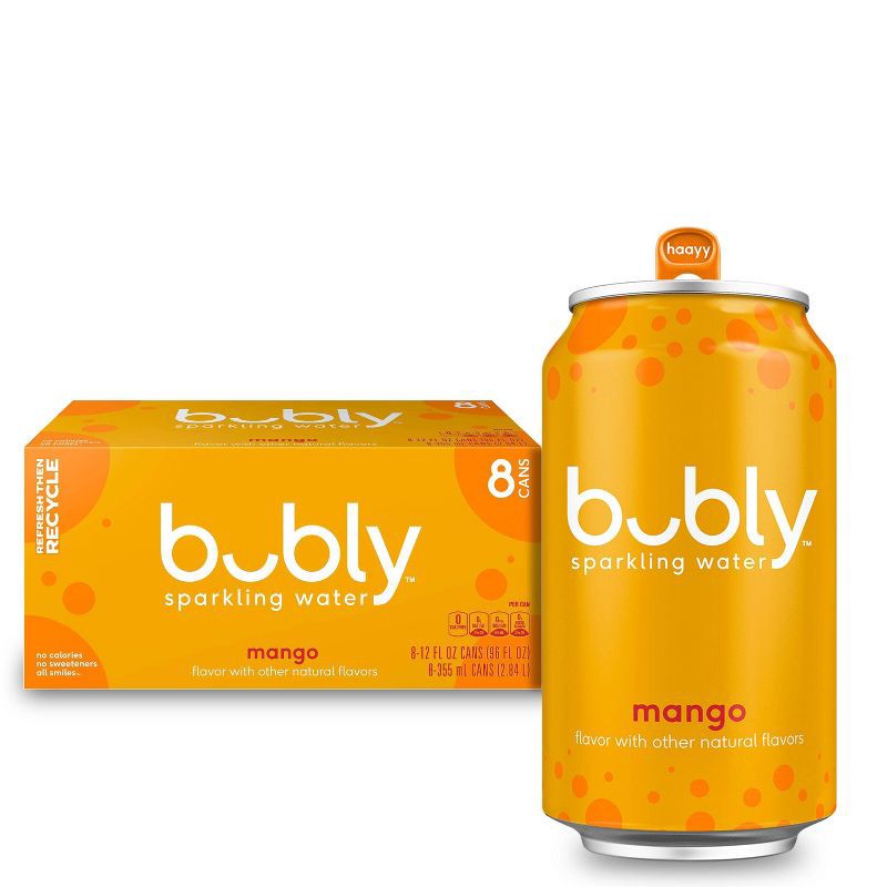 slide 1 of 9, bubly Mango Sparkling Water - 8pk/12 fl oz Cans, 8 ct; 12 fl oz