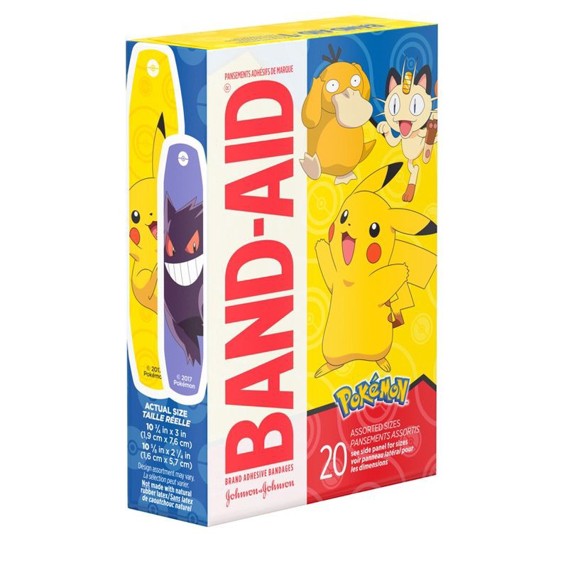 slide 6 of 8, Pokemon Band-Aid Brand Adhesive Bandages Pokémon - Assorted Sizes - 20ct, 20 ct