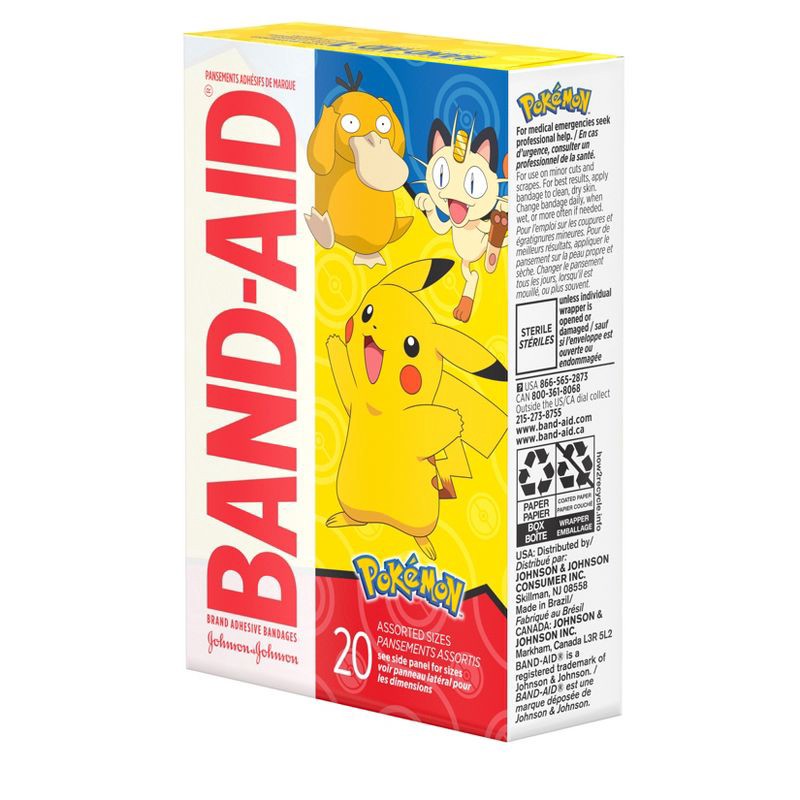 slide 7 of 8, Pokemon Band-Aid Brand Adhesive Bandages Pokémon - Assorted Sizes - 20ct, 20 ct