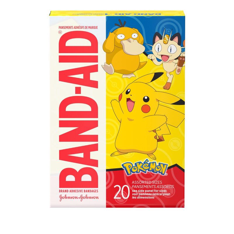 slide 1 of 8, Pokemon Band-Aid Brand Adhesive Bandages Pokémon - Assorted Sizes - 20ct, 20 ct