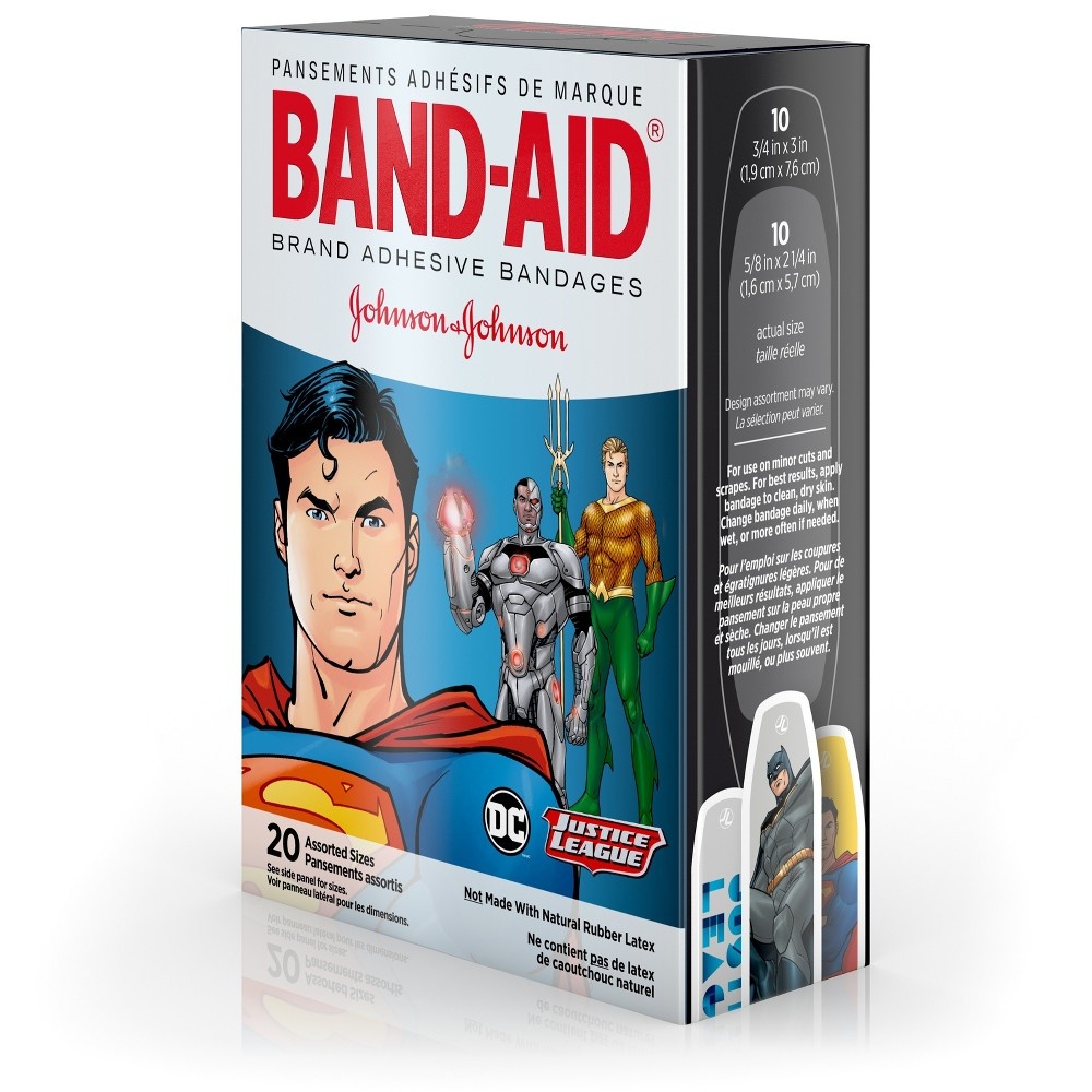 slide 4 of 8, BAND-AID Brand Adhesive Bandages, Justice League - Assorted Sizes, 20 ct