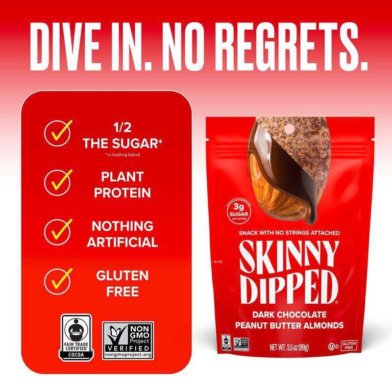 slide 6 of 6, SkinnyDipped Candy Dark Chocolate Peanut Butter Almonds - 3.5oz, 3.5 oz