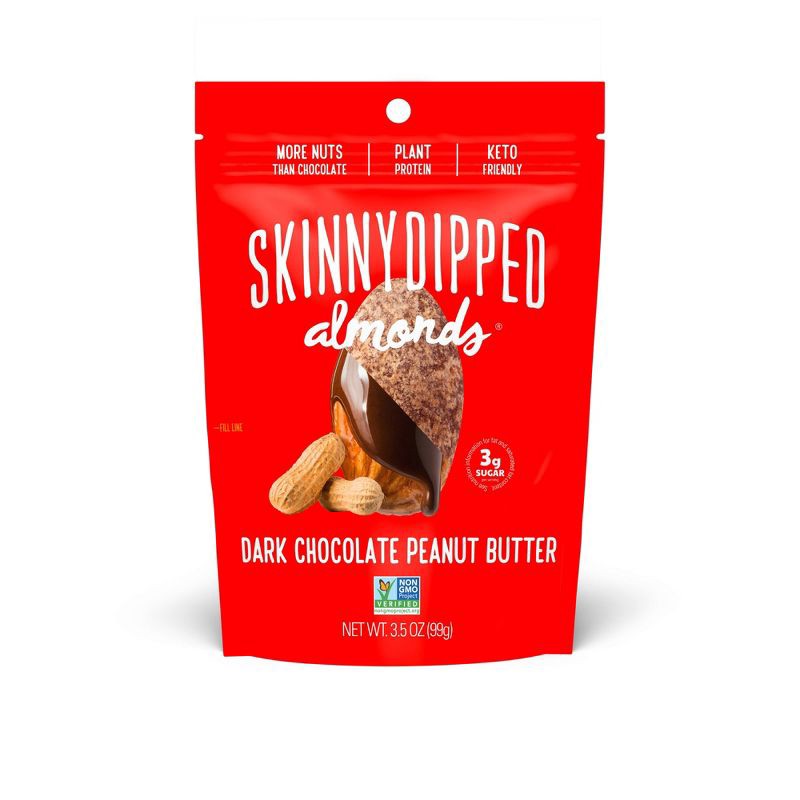 slide 1 of 4, SkinnyDipped Dark Chocolate Peanut Butter Almonds - 3.5oz, 3.5 oz
