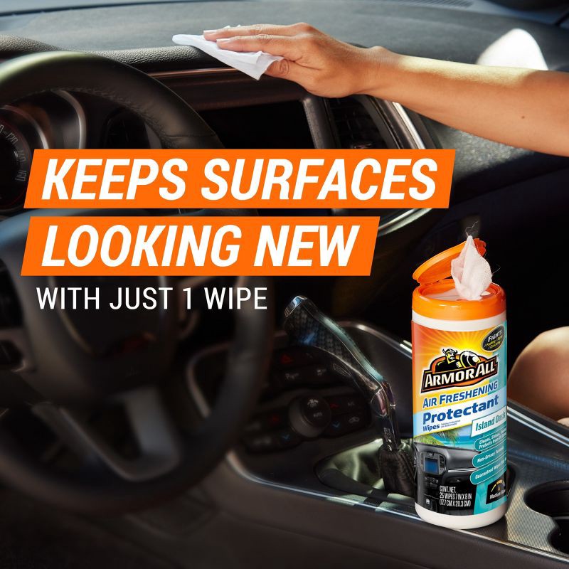 slide 9 of 12, Armor All 25ct Protectant Wipes Tranquil Skies Automotive Protector: Car Cleaner, Prevents Fading & Cracking, No Water Needed, 25 ct