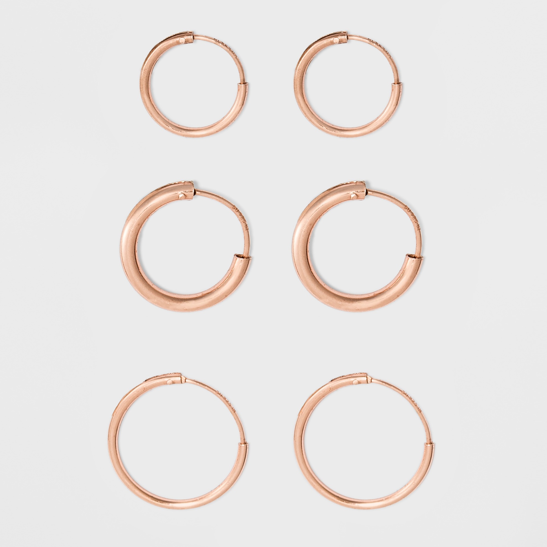 slide 1 of 1, Endless Hoop Rose Gold Over Sterling Silver Small Three Earring Set 3pc- A New Day Rose Gold, 3 ct