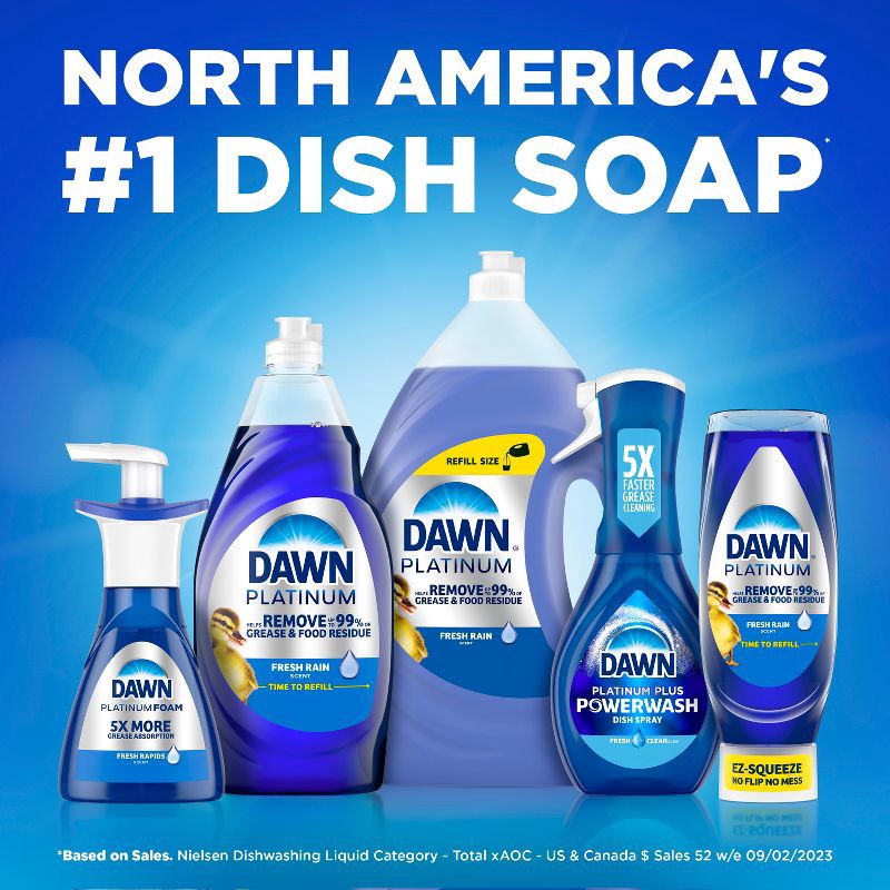 slide 11 of 13, Dawn Refreshing Rain Scent Platinum Dishwashing Liquid Dish Soap - 24 fl oz, 24 fl oz