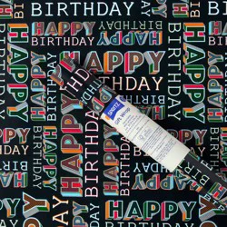 96"x30" 'Happy Birthday' Gift Wrapping Paper Black - Spritz™