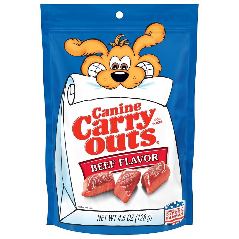 slide 1 of 5, Canine Carry Outs Beef Dry Chewy Dog Treats - 4.5oz, 4.5 oz
