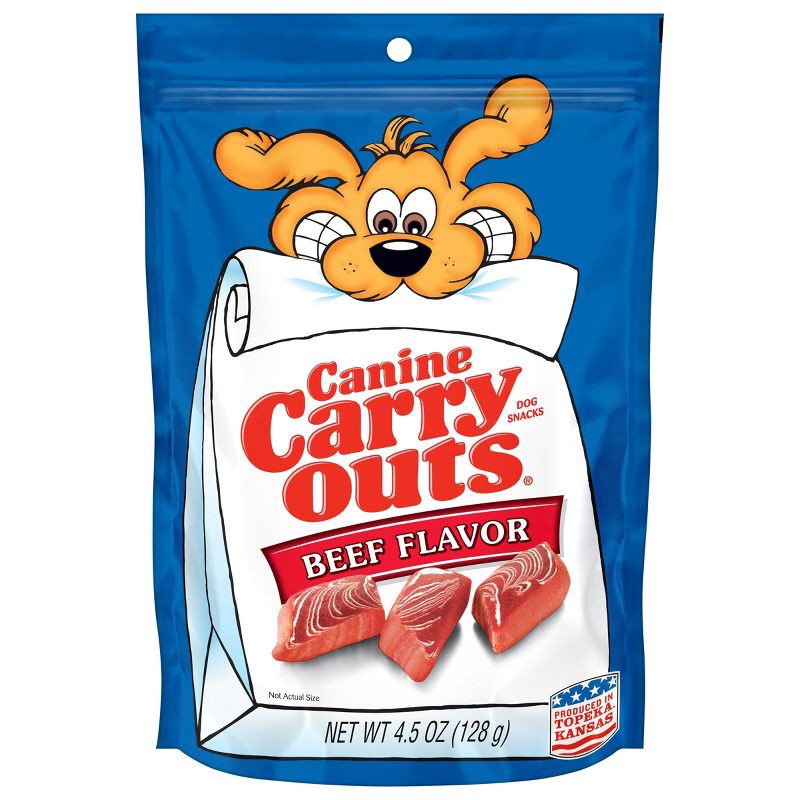 slide 1 of 6, Canine Carry Outs Beef Dry Chewy Dog Treats - 4.5oz, 4.5 oz