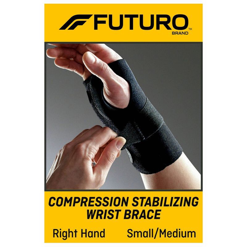 slide 2 of 8, FUTURO Compression Stabilizing Wrist Brace, Right Hand Wrist Support, S/M - 1pk, 1 ct