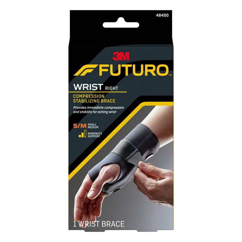 slide 1 of 8, FUTURO Compression Stabilizing Wrist Brace, Right Hand Wrist Support, S/M - 1pk, 1 ct