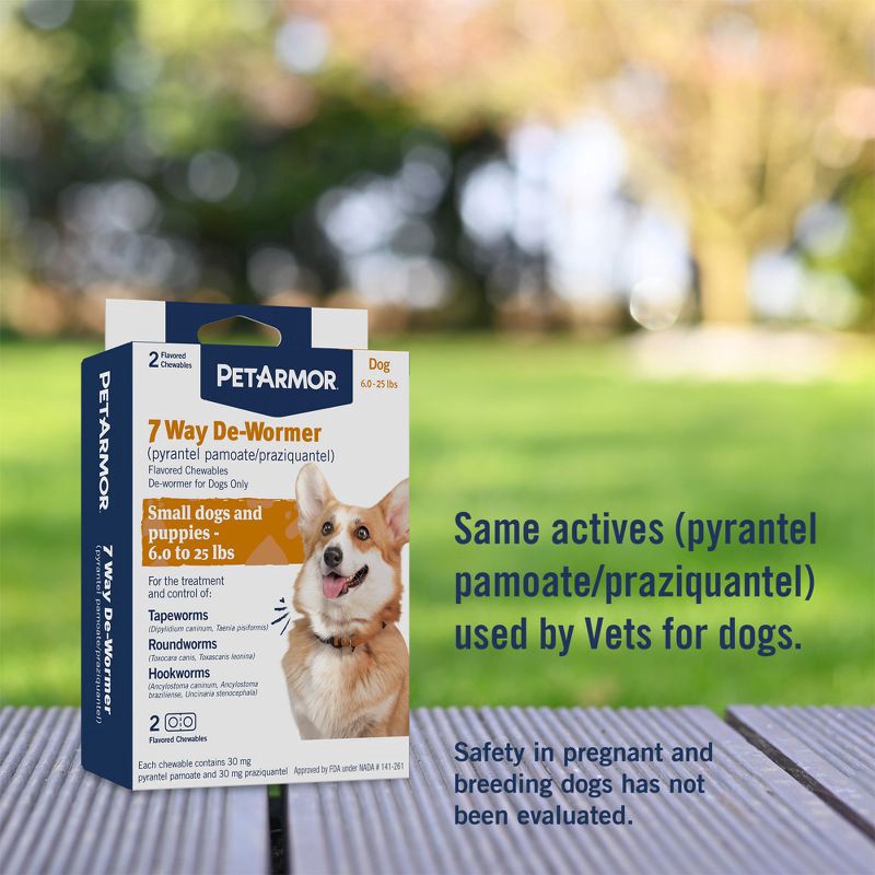 slide 6 of 7, PetArmor 7-Way Deworm Dog Insect Treatment for Dogs Weighing 6-25lbs, 6 ct; 25 lb