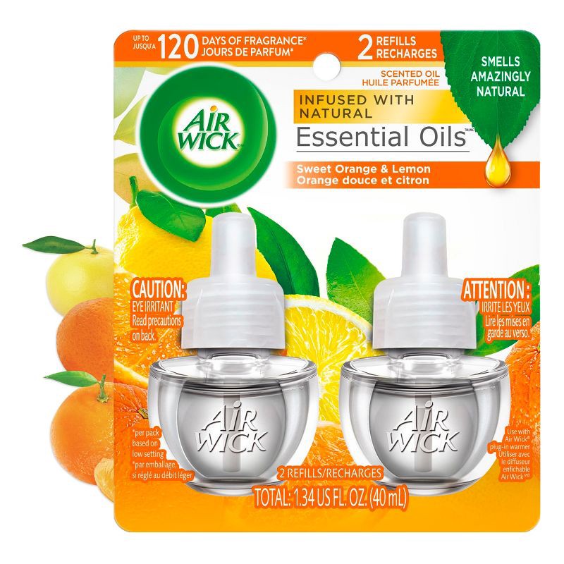 slide 1 of 7, Air Wick Scented Oil Pure Sparkling Air Freshener Refill - Citrus - 1.34 fl oz/2pk, 2 ct; 1.34 fl oz