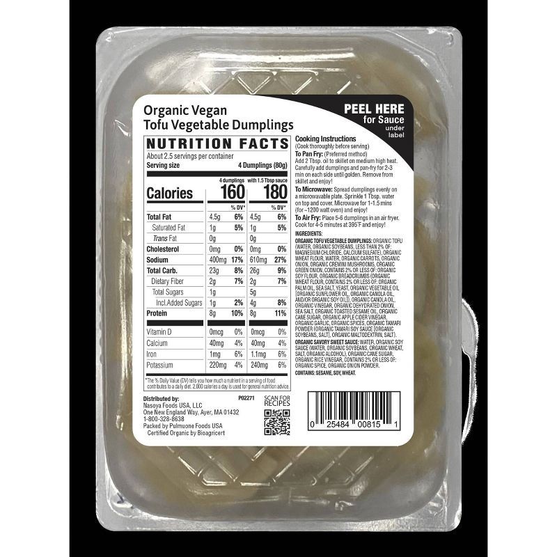 slide 2 of 2, Nasoya Organic Vegan Tofu Vegetable Dumplings - 9oz, 9 oz