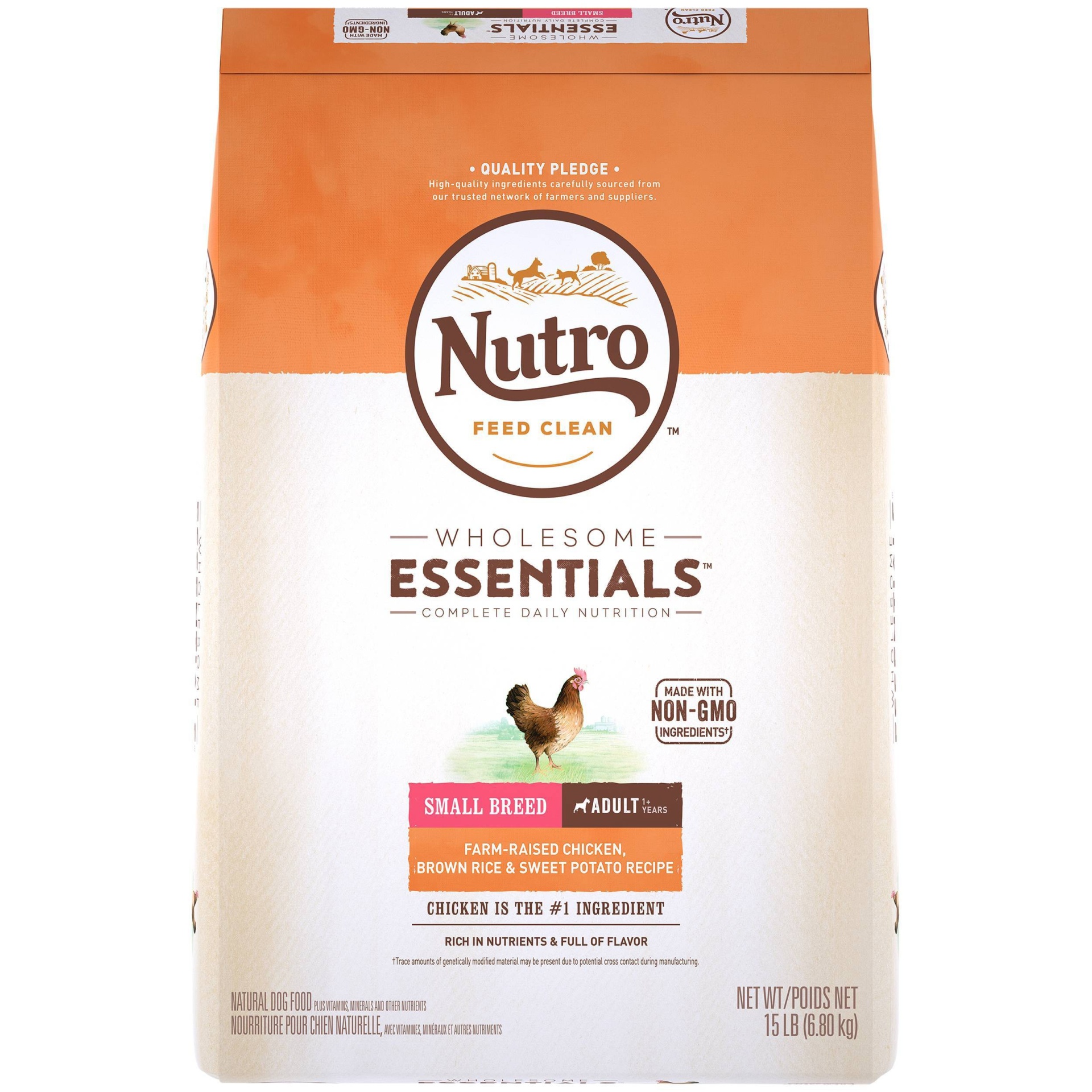 slide 1 of 9, Nutro Wholesome Essentials Small Breed Adult Chicken & Rice Dry Dog Food, 15 lb