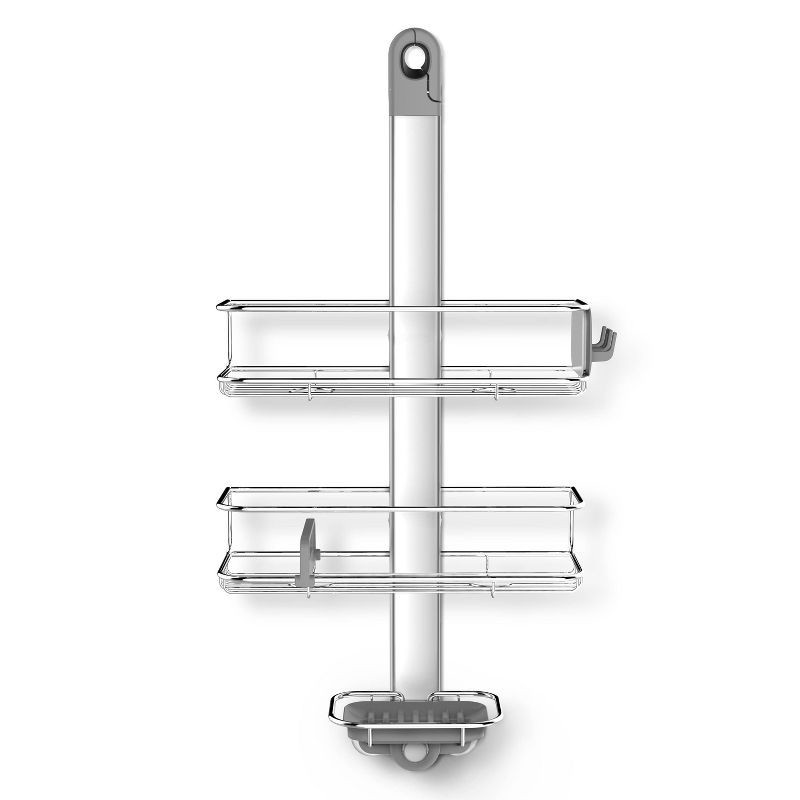 slide 2 of 8, simplehuman Medium Adjustable Shower Caddy - Stainless Steel/Anodized Aluminum: Bath Organizer, Rustproof Shelf, 1 ct