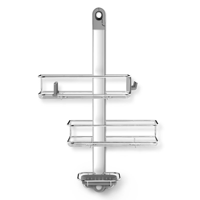 slide 8 of 8, simplehuman Medium Adjustable Shower Caddy - Stainless Steel/Anodized Aluminum: Bath Organizer, Rustproof Shelf, 1 ct