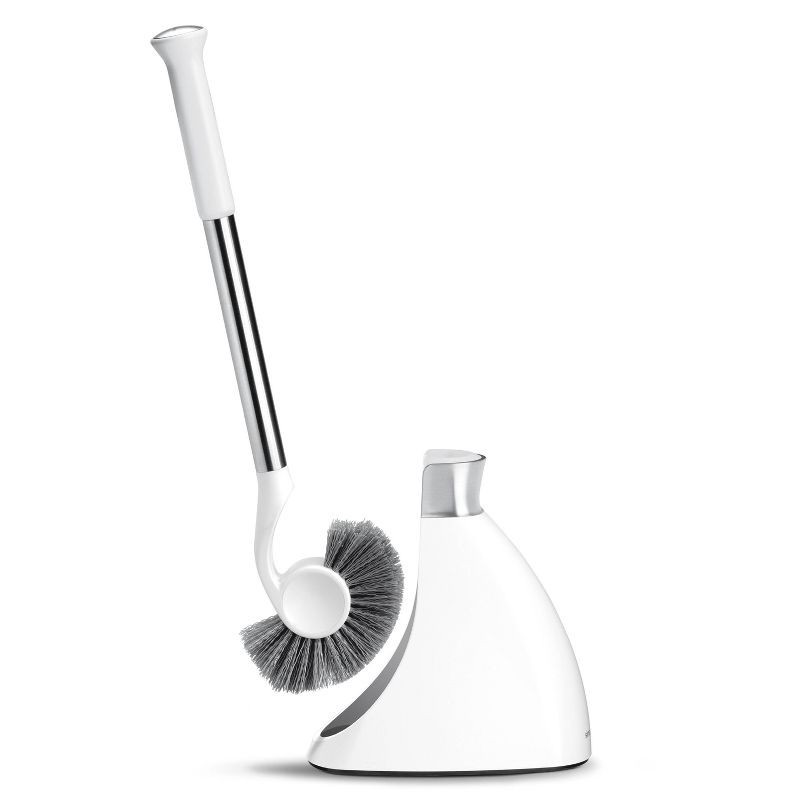 slide 2 of 6, simplehuman Toilet Brush with Magnetic Caddy Holder - White Steel: Stainless Steel & Plastic, 2-Year Warranty, 1 ct