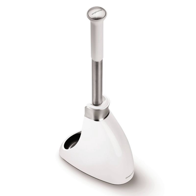 slide 3 of 6, simplehuman Toilet Brush with Magnetic Caddy Holder - White Steel: Stainless Steel & Plastic, 2-Year Warranty, 1 ct