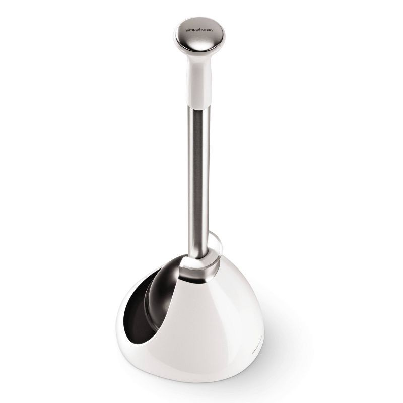 slide 3 of 7, simplehuman Toilet Plunger with Magnetic Caddy Holder - White Steel: Durable Rubber, Sleek Design, Bathroom Accessory, 1 ct