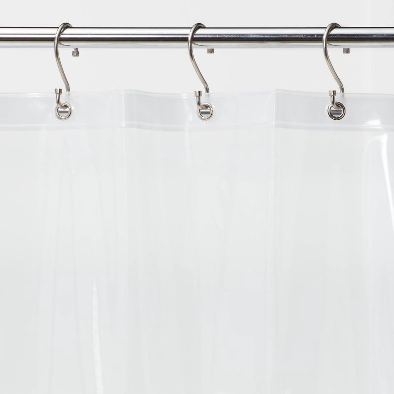 slide 3 of 4, Stall Size Medium Weight PEVA Shower Liner Clear - Threshold™: 100% PEVA, Waterproof, Grommet Top Design, 1 ct