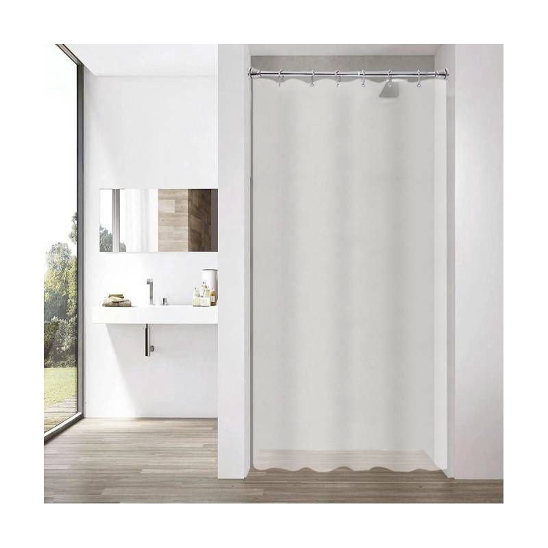 slide 2 of 5, 54"x78" Stall Size Medium Weight PEVA Shower Liner Clear - Threshold™: 100% PEVA, Waterproof, Grommet Top Design, 1 ct
