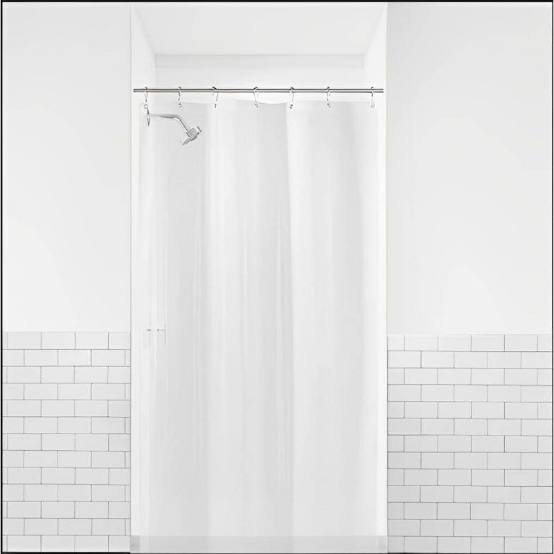slide 1 of 5, 54"x78" Stall Size Medium Weight PEVA Shower Liner Clear - Threshold™: 100% PEVA, Waterproof, Grommet Top Design, 1 ct