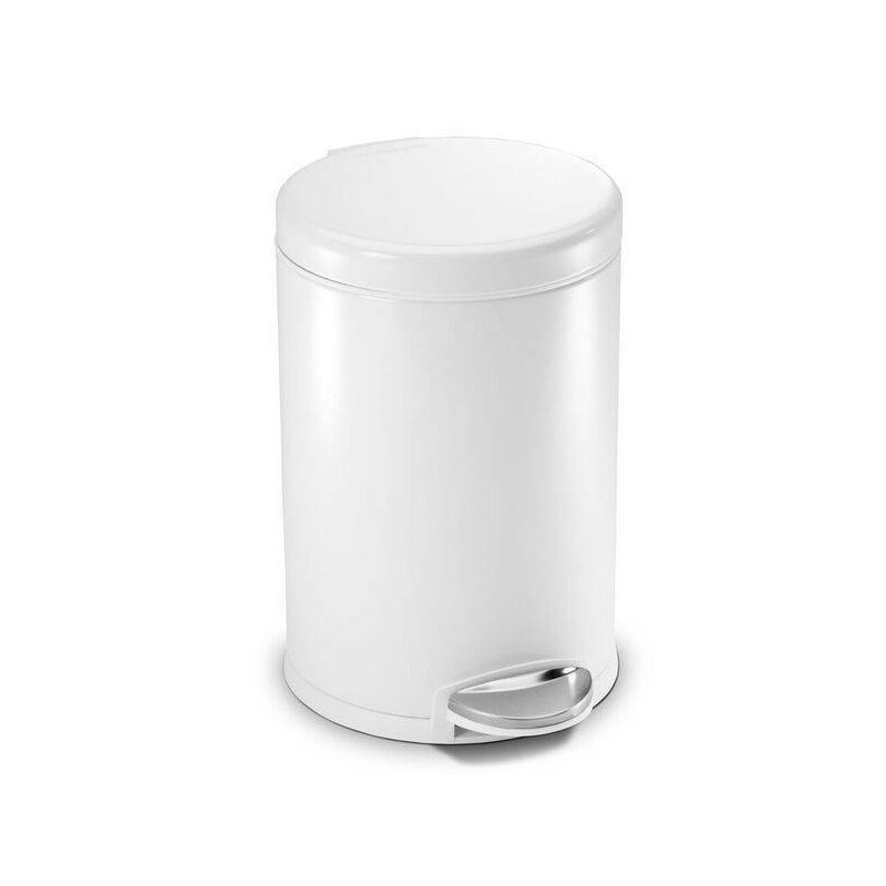 slide 2 of 4, simplehuman 4.5L Round Step Trash Can Steel White, 1 ct